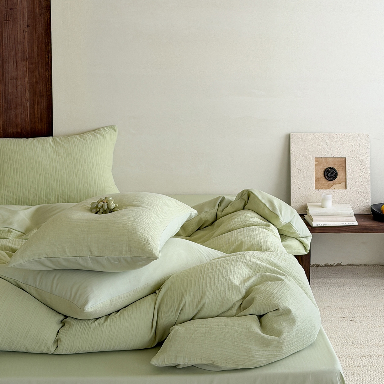 91家纺网 家纺一手货源 找家纺 静家居-简约原创家纺 2026新款奶油叱咤风60s全棉纯棉厚织提花四件套轻屿 轻屿-青萝