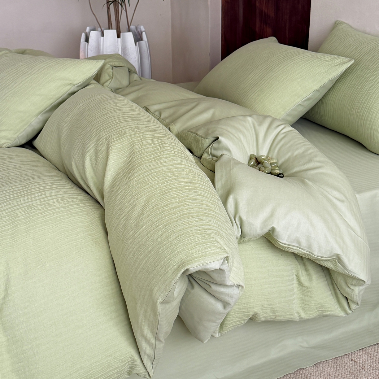 91家纺网 家纺一手货源 找家纺 静家居-简约原创家纺 2026新款奶油叱咤风60s全棉纯棉厚织提花四件套轻屿 轻屿-青萝