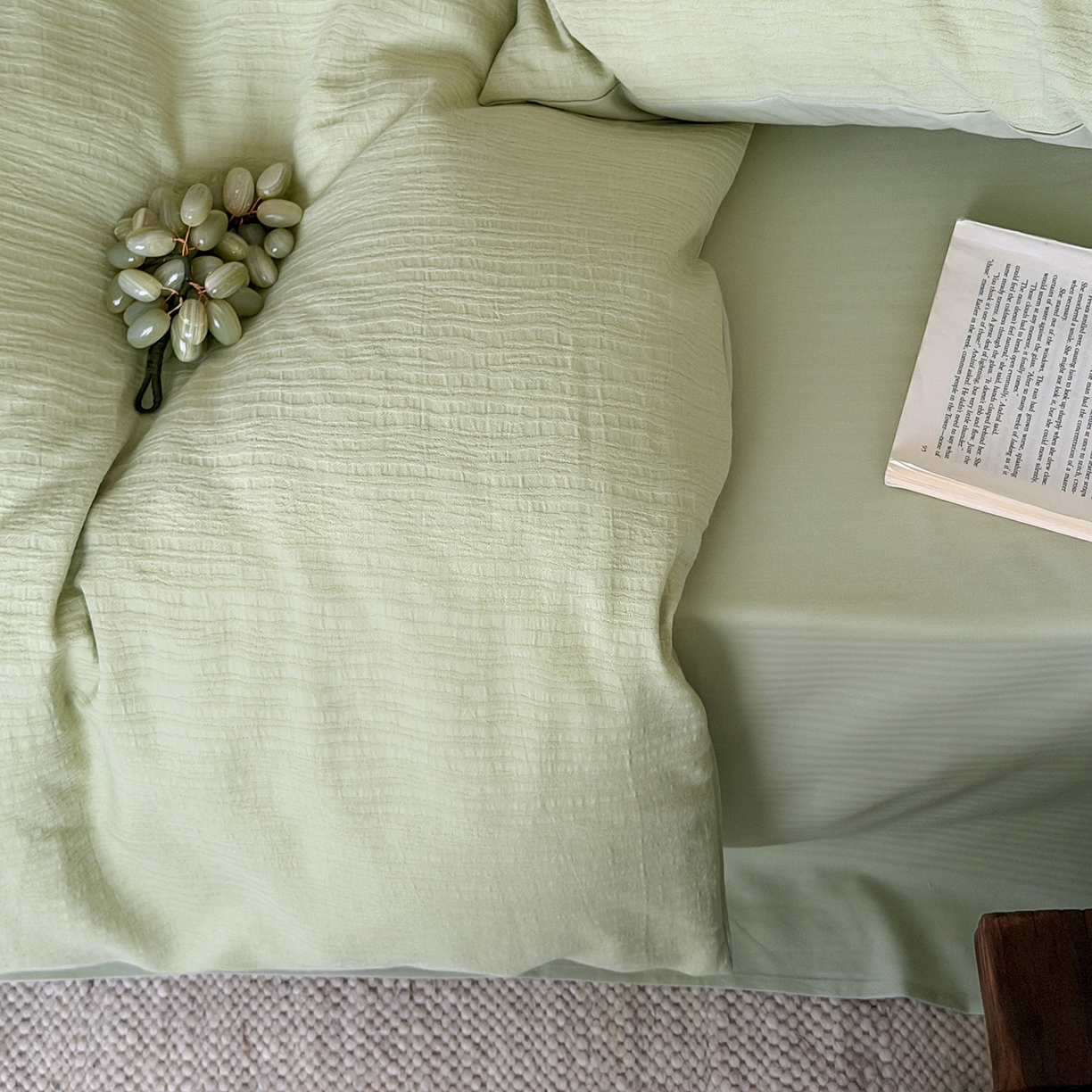 91家纺网 家纺一手货源 找家纺 静家居-简约原创家纺 2026新款奶油叱咤风60s全棉纯棉厚织提花四件套轻屿 轻屿-青萝