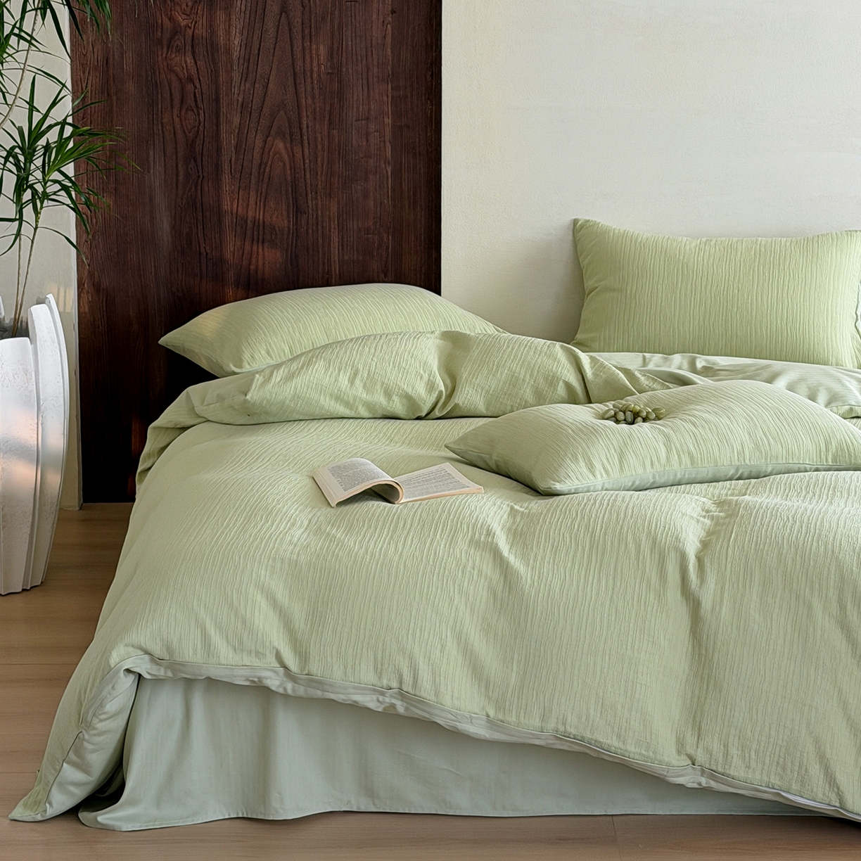 91家纺网 家纺一手货源 找家纺 静家居-简约原创家纺 2026新款奶油叱咤风60s全棉纯棉厚织提花四件套轻屿 轻屿-青萝