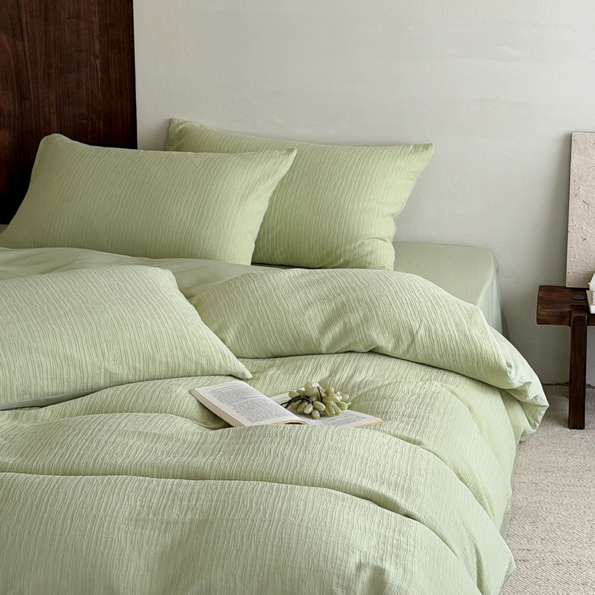 91家纺网 家纺一手货源 找家纺 静家居-简约原创家纺 2026新款奶油叱咤风60s全棉纯棉厚织提花四件套轻屿 轻屿-青萝