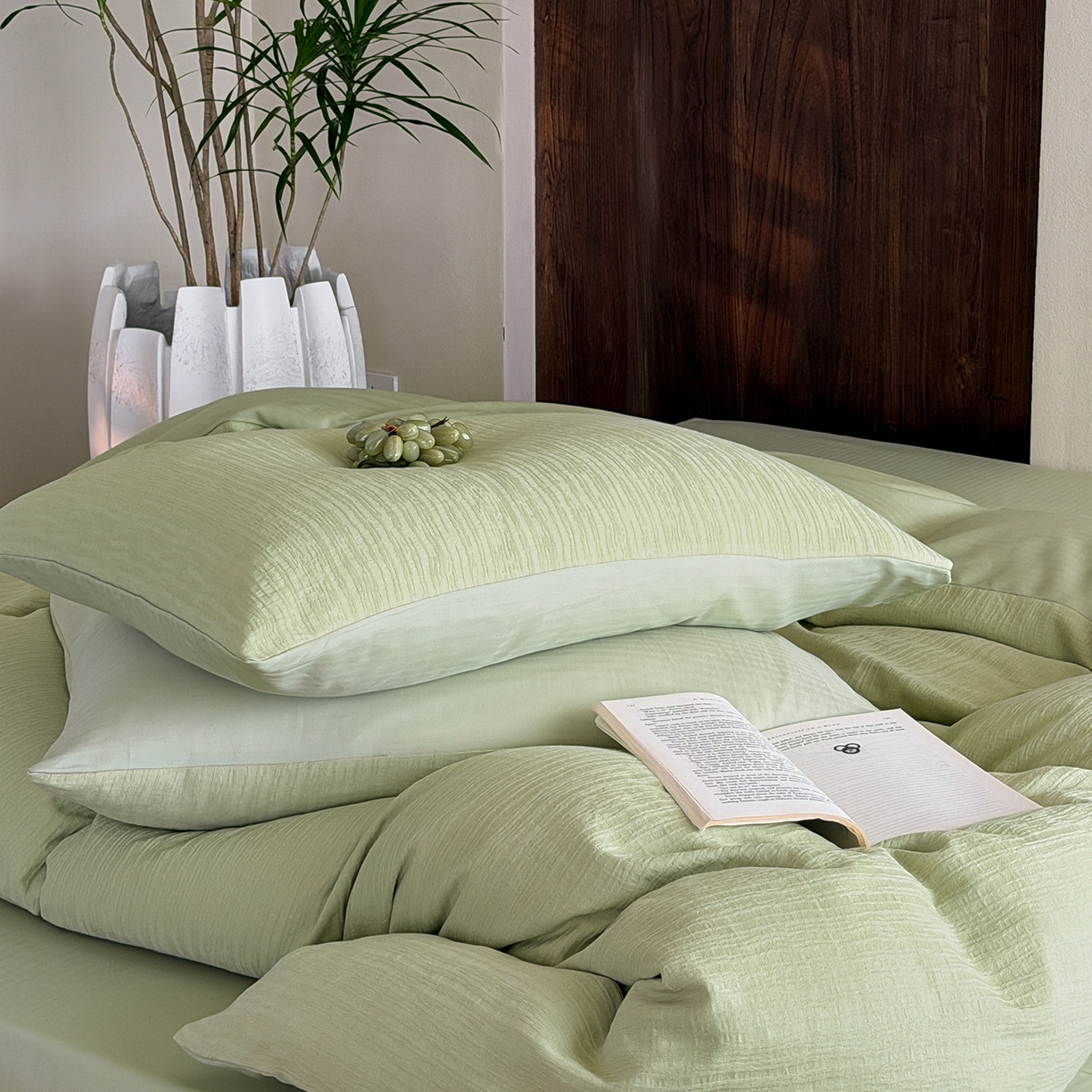 91家纺网 家纺一手货源 找家纺 静家居-简约原创家纺 2026新款奶油叱咤风60s全棉纯棉厚织提花四件套轻屿 轻屿-青萝