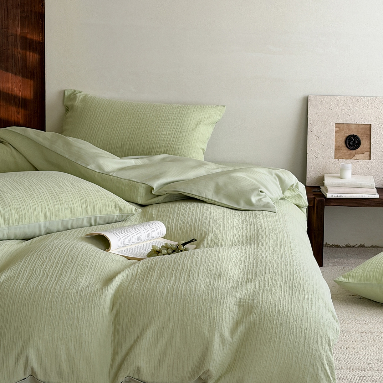 91家纺网 家纺一手货源 找家纺 静家居-简约原创家纺 2026新款奶油叱咤风60s全棉纯棉厚织提花四件套轻屿 轻屿-青萝