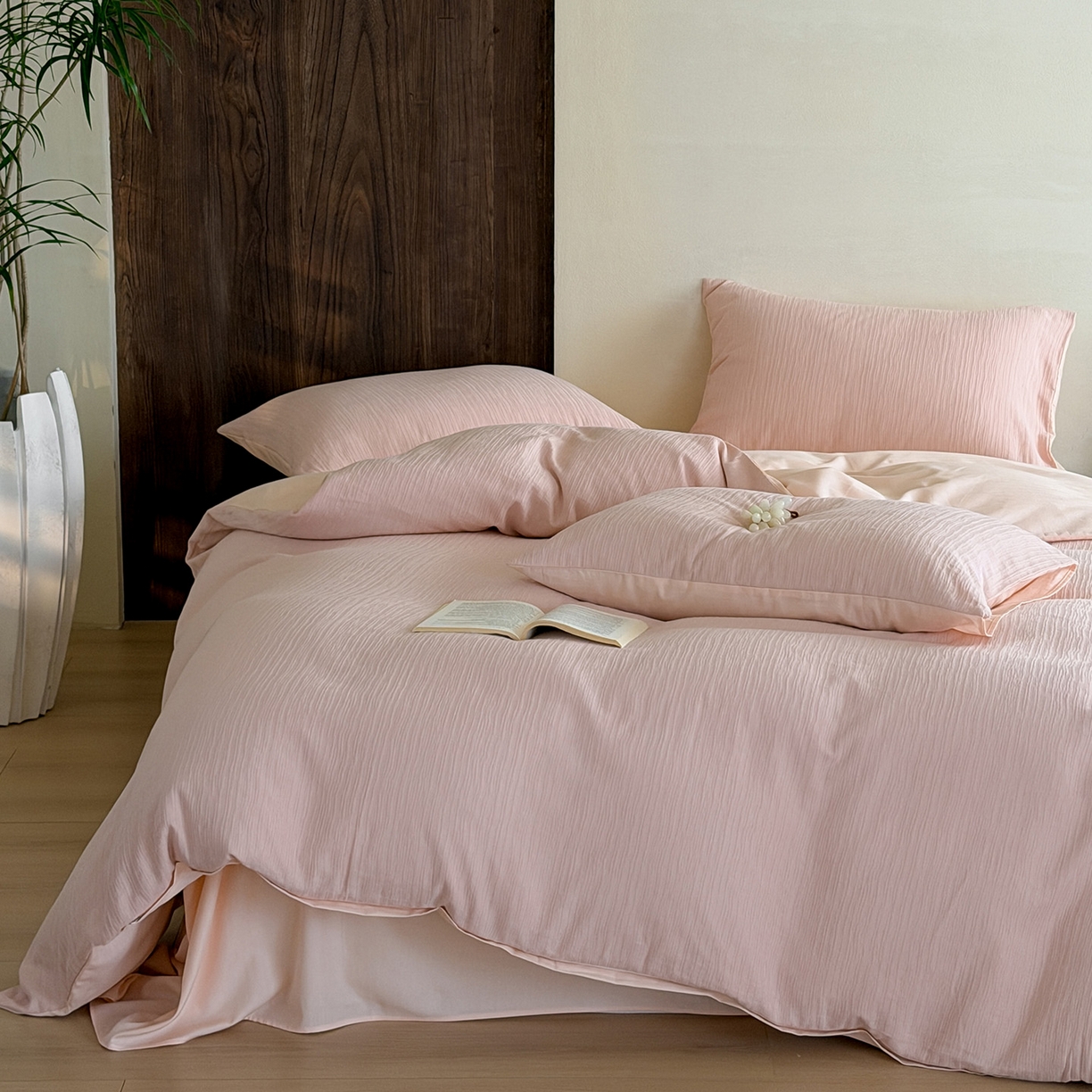 91家纺网 家纺一手货源 找家纺 静家居-简约原创家纺 2026新款奶油叱咤风60s全棉纯棉厚织提花四件套轻屿 轻屿-柔樱