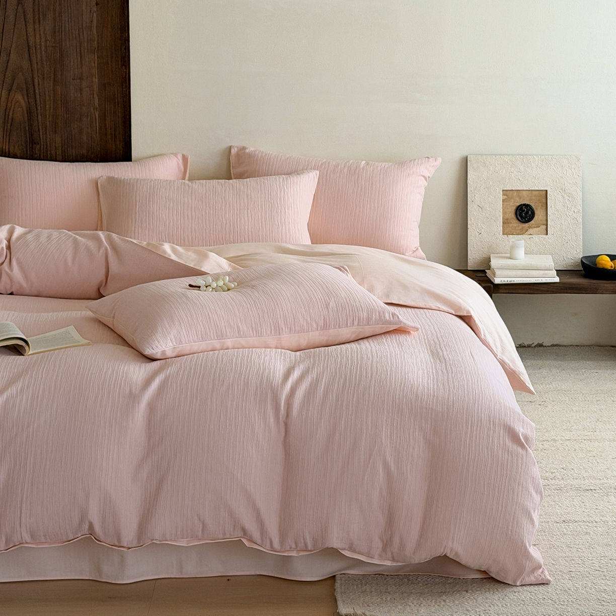 91家纺网 家纺一手货源 找家纺 静家居-简约原创家纺 2026新款奶油叱咤风60s全棉纯棉厚织提花四件套轻屿 轻屿-柔樱