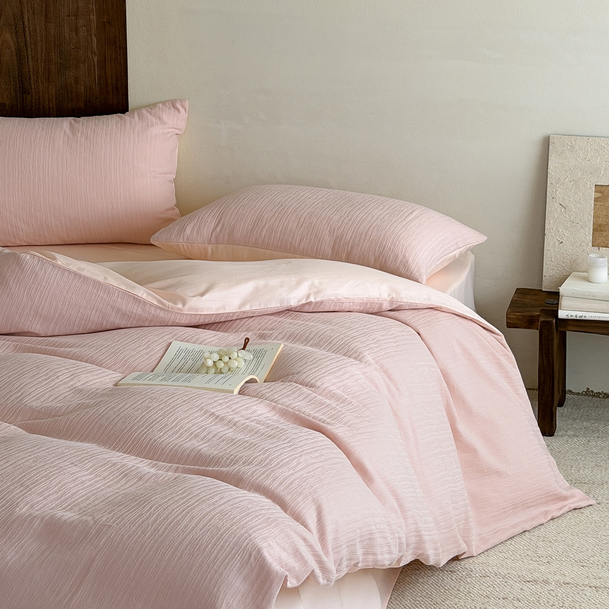 91家纺网 家纺一手货源 找家纺 静家居-简约原创家纺 2026新款奶油叱咤风60s全棉纯棉厚织提花四件套轻屿 轻屿-柔樱