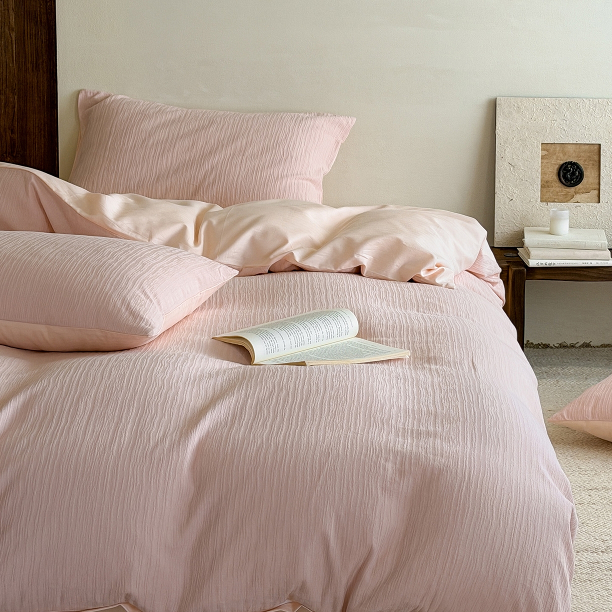 91家纺网 家纺一手货源 找家纺 静家居-简约原创家纺 2026新款奶油叱咤风60s全棉纯棉厚织提花四件套轻屿 轻屿-柔樱