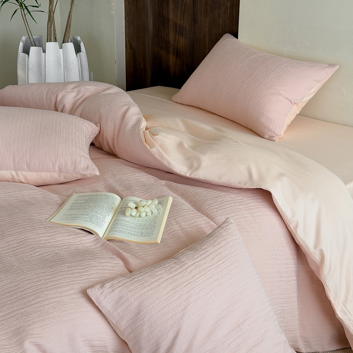 91家纺网 家纺一手货源 找家纺 静家居-简约原创家纺 2026新款奶油叱咤风60s全棉纯棉厚织提花四件套轻屿 轻屿-柔樱