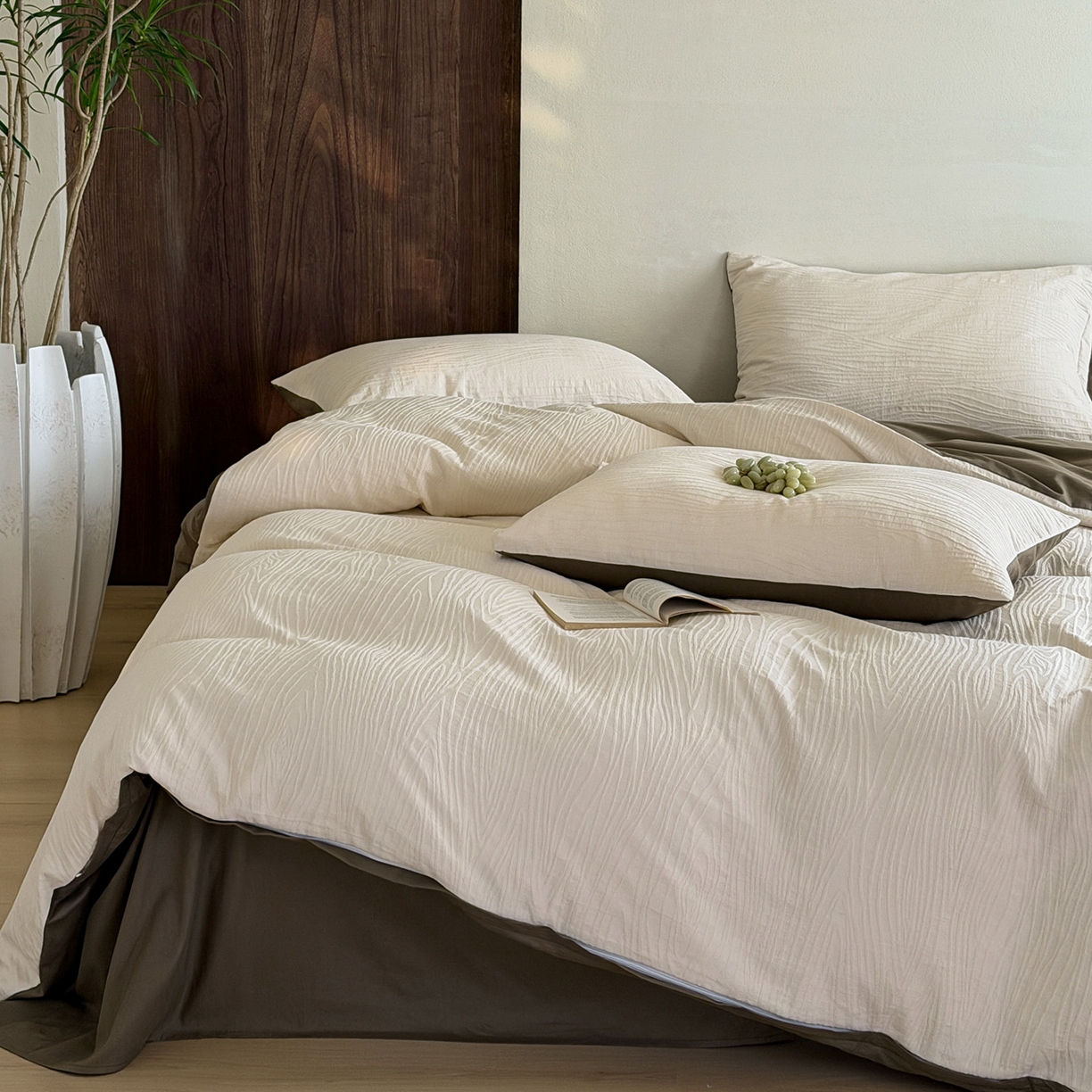 91家纺网 家纺一手货源 找家纺 静家居-简约原创家纺 2026新款奶油叱咤风60s全棉纯棉厚织提花四件套轻屿 轻屿-素珀