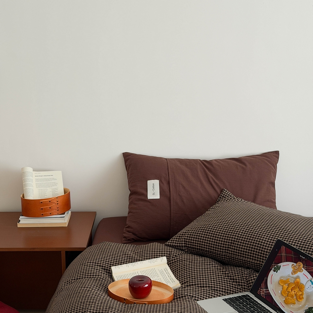 91家纺网 家纺一手货源 找家纺 十里居 2026新款lns博主风全棉纯棉色织水洗棉四件套 焦糖黑格