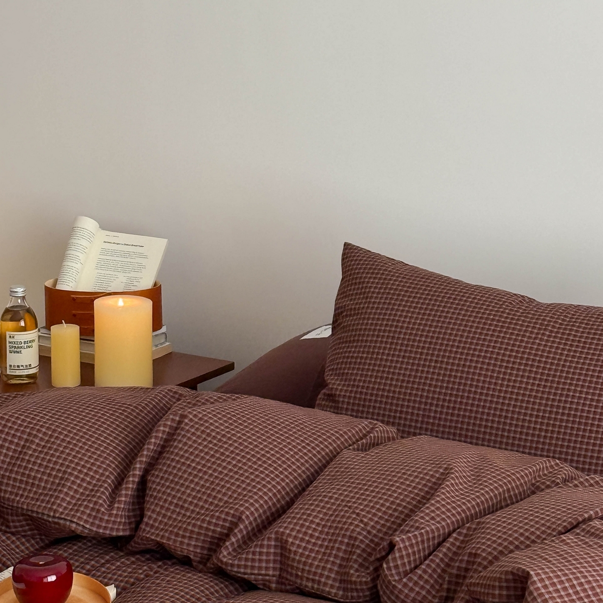 91家纺网 家纺一手货源 找家纺 十里居 2026新款lns博主风全棉纯棉色织水洗棉四件套 焦糖红格