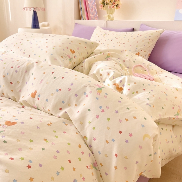 DoDo 兜兜 2026新款全棉纯棉小温暖双层纱四件套【可定做尺寸】缤纷小兔