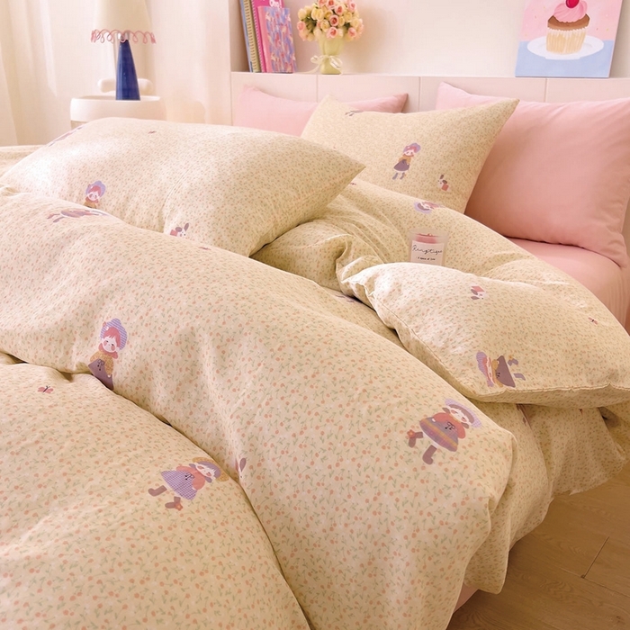 DoDo 兜兜 2026新款全棉纯棉小温暖双层纱四件套【可定做尺寸】春日女孩