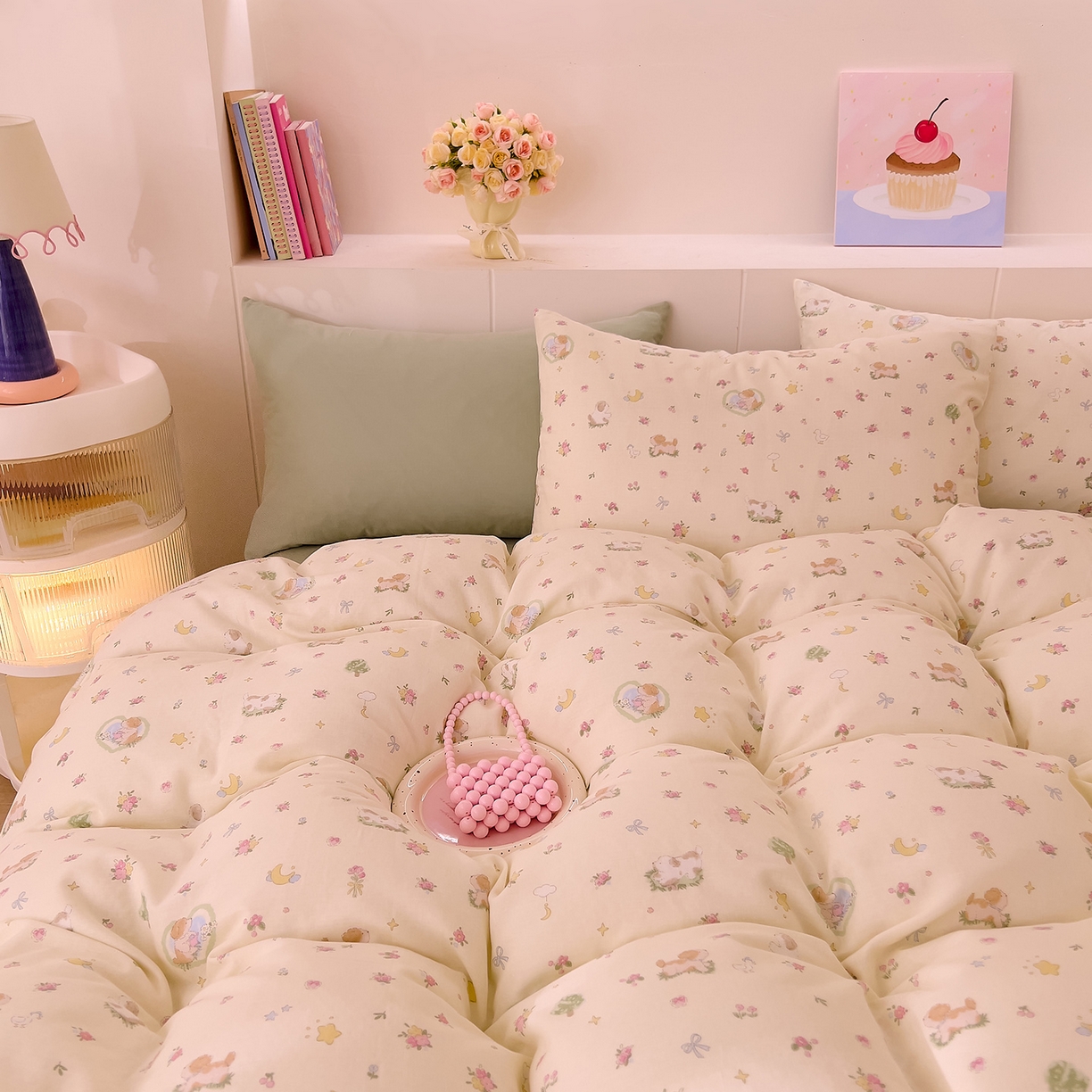 91家纺网 家纺一手货源 找家纺 DoDo 兜兜 2026新款全棉纯棉小温暖双层纱四件套【可定做尺寸】春日小狗