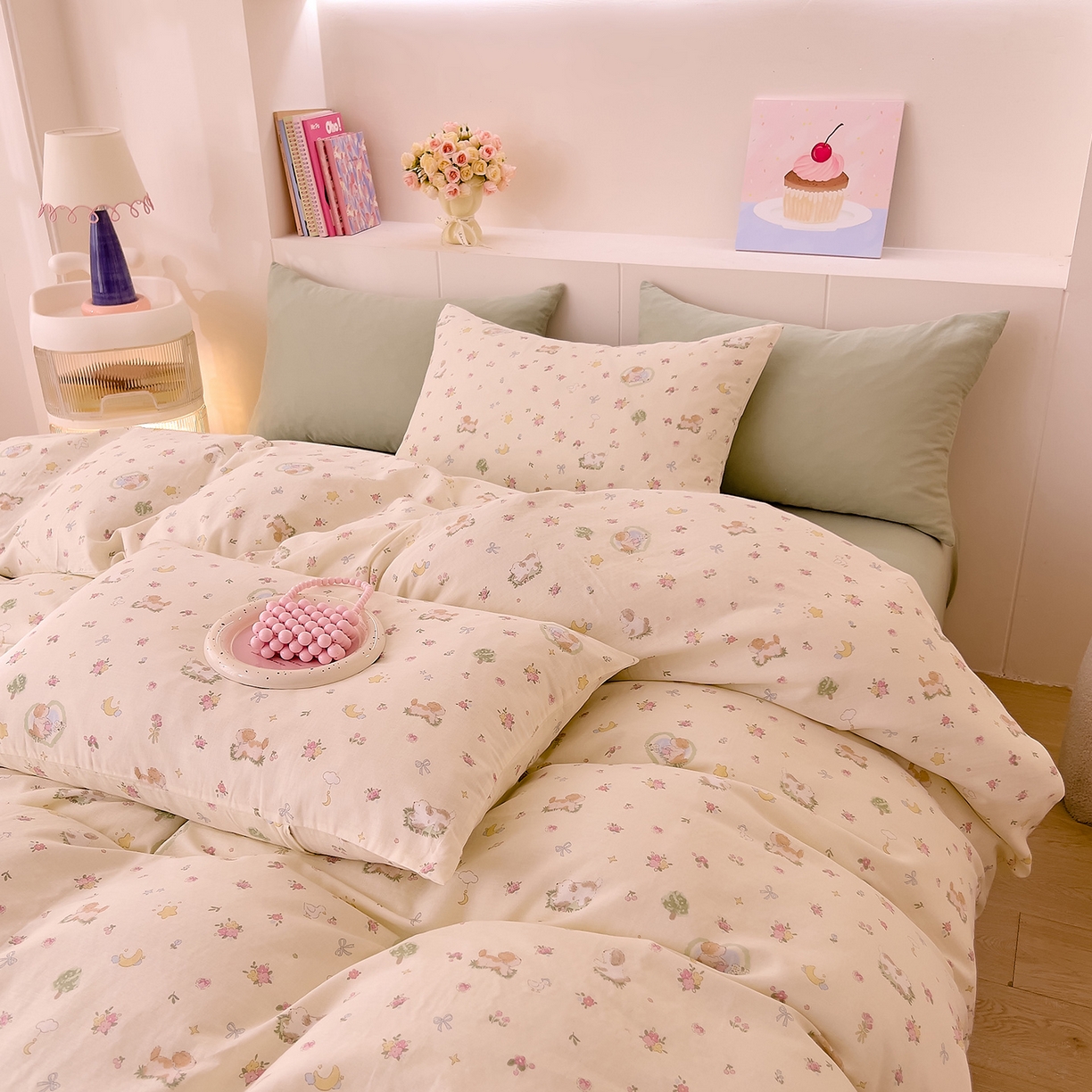 91家纺网 家纺一手货源 找家纺 DoDo 兜兜 2026新款全棉纯棉小温暖双层纱四件套【可定做尺寸】春日小狗