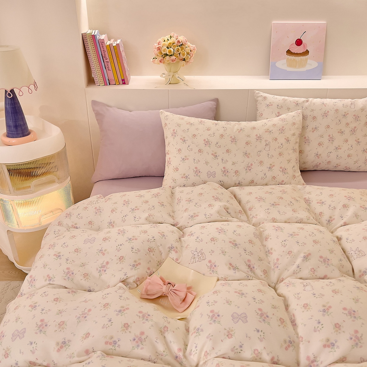 91家纺网 家纺一手货源 找家纺 DoDo 兜兜 2026新款全棉纯棉小温暖双层纱四件套【可定做尺寸】丛林小兔