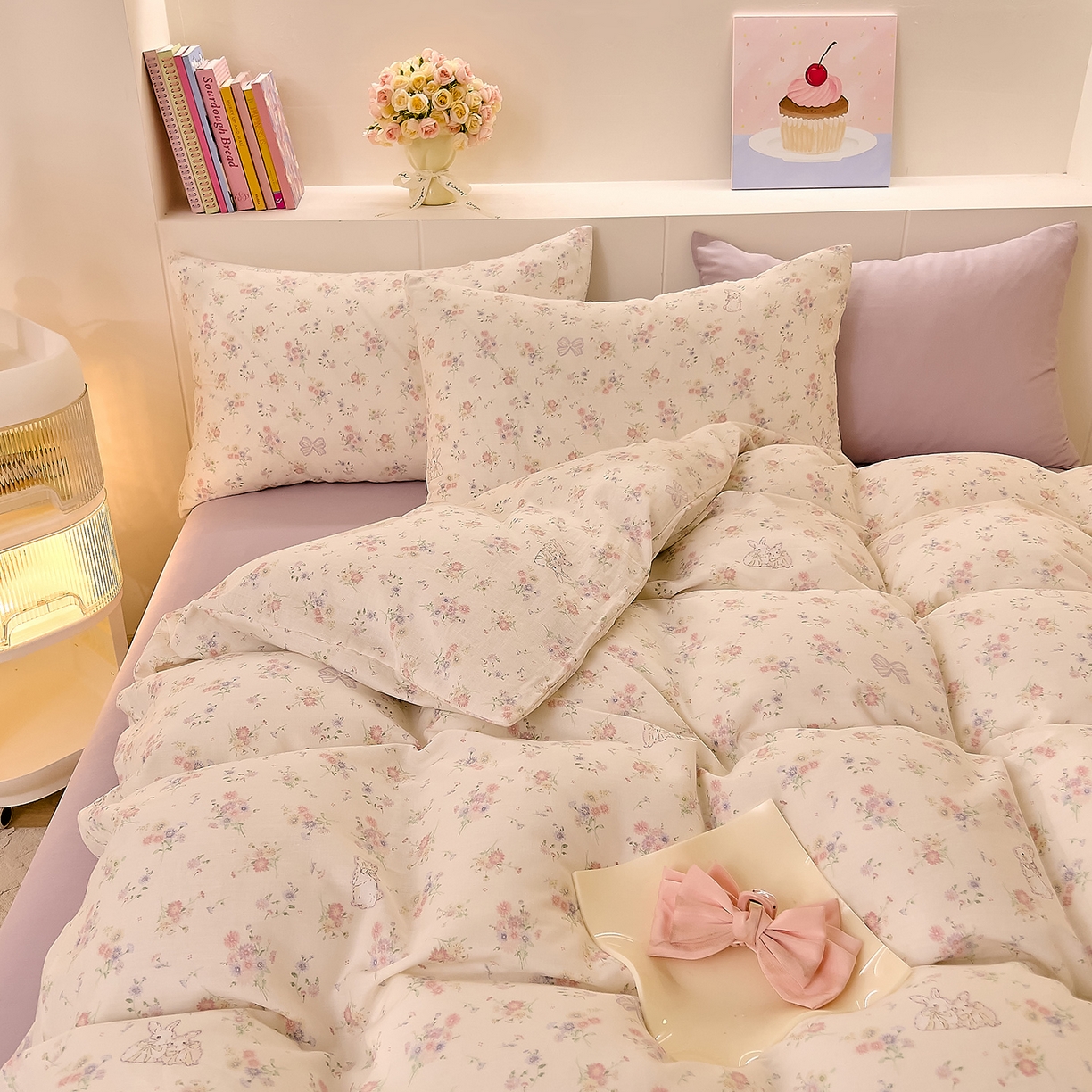 91家纺网 家纺一手货源 找家纺 DoDo 兜兜 2026新款全棉纯棉小温暖双层纱四件套【可定做尺寸】丛林小兔