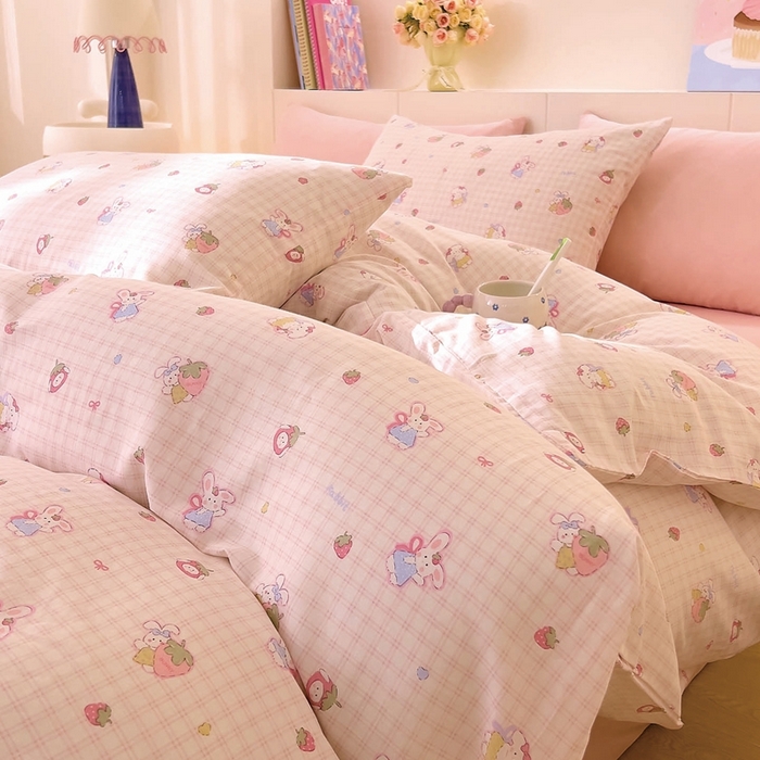 DoDo 兜兜 2026新款全棉纯棉小温暖双层纱四件套【可定做尺寸】格子兔