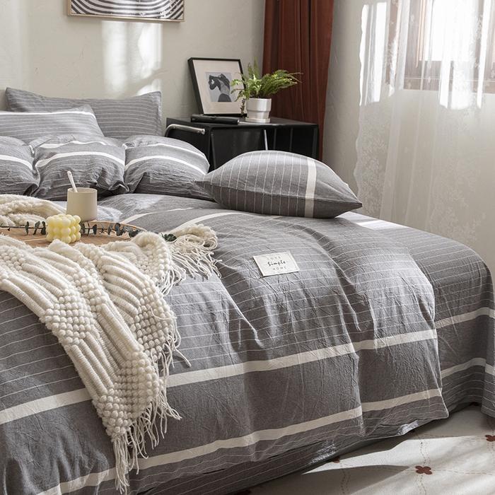 91家纺网 家纺一手货源 找家纺 总栩裕纺织 2026全棉色织水洗四件套全棉纯棉被套学生宿舍学生三件套