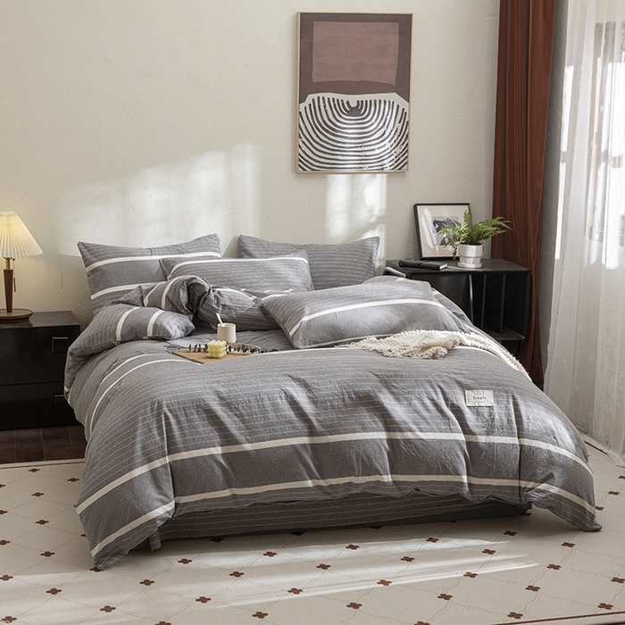 91家纺网 家纺一手货源 找家纺 总栩裕纺织 2026全棉色织水洗四件套全棉纯棉被套学生宿舍学生三件套