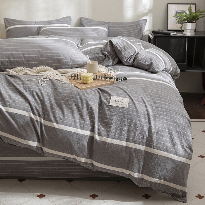 91家纺网 家纺一手货源 找家纺 总栩裕纺织 2026全棉色织水洗四件套全棉纯棉被套学生宿舍学生三件套