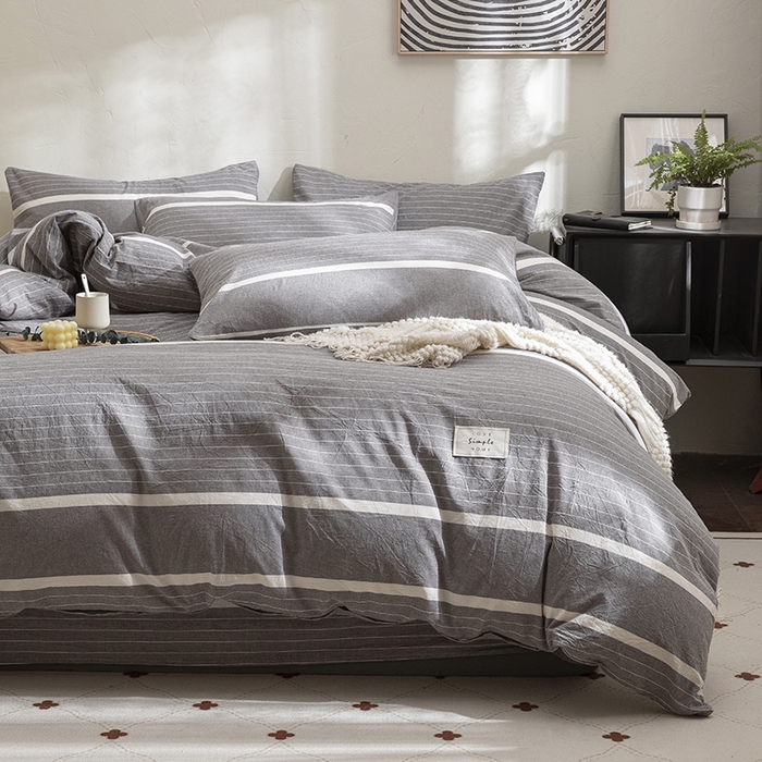 91家纺网 家纺一手货源 找家纺 总栩裕纺织 2026全棉色织水洗四件套全棉纯棉被套学生宿舍学生三件套