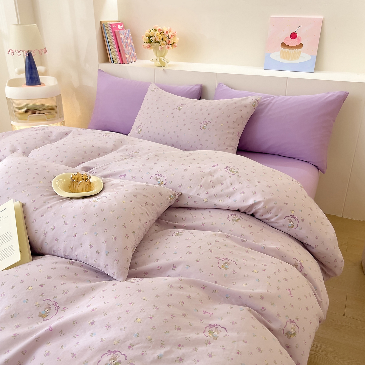 91家纺网 家纺一手货源 找家纺 DoDo 兜兜 2026新款全棉纯棉小温暖双层纱四件套【可定做尺寸】蝴蝶兔兔