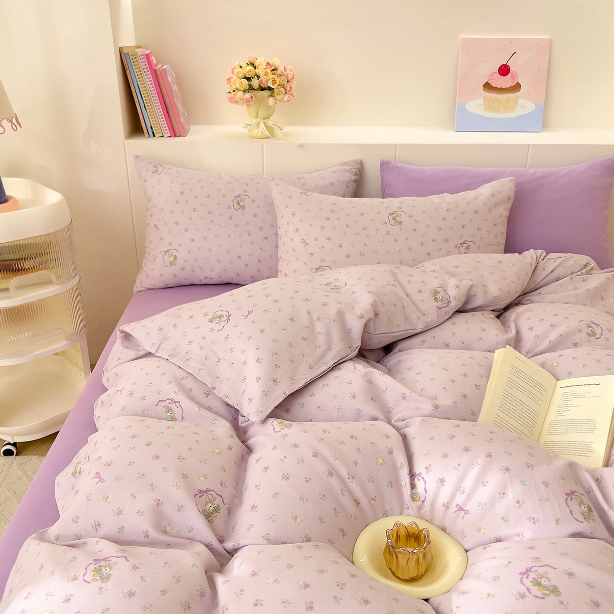 91家纺网 家纺一手货源 找家纺 DoDo 兜兜 2026新款全棉纯棉小温暖双层纱四件套【可定做尺寸】蝴蝶兔兔