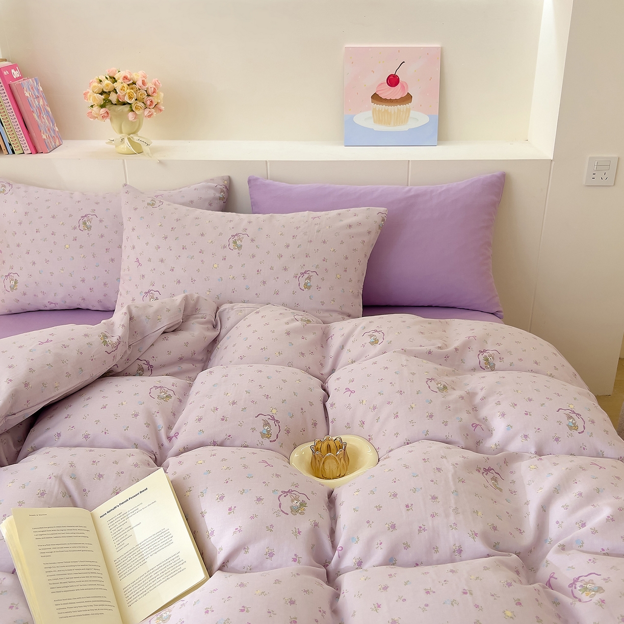 91家纺网 家纺一手货源 找家纺 DoDo 兜兜 2026新款全棉纯棉小温暖双层纱四件套【可定做尺寸】蝴蝶兔兔