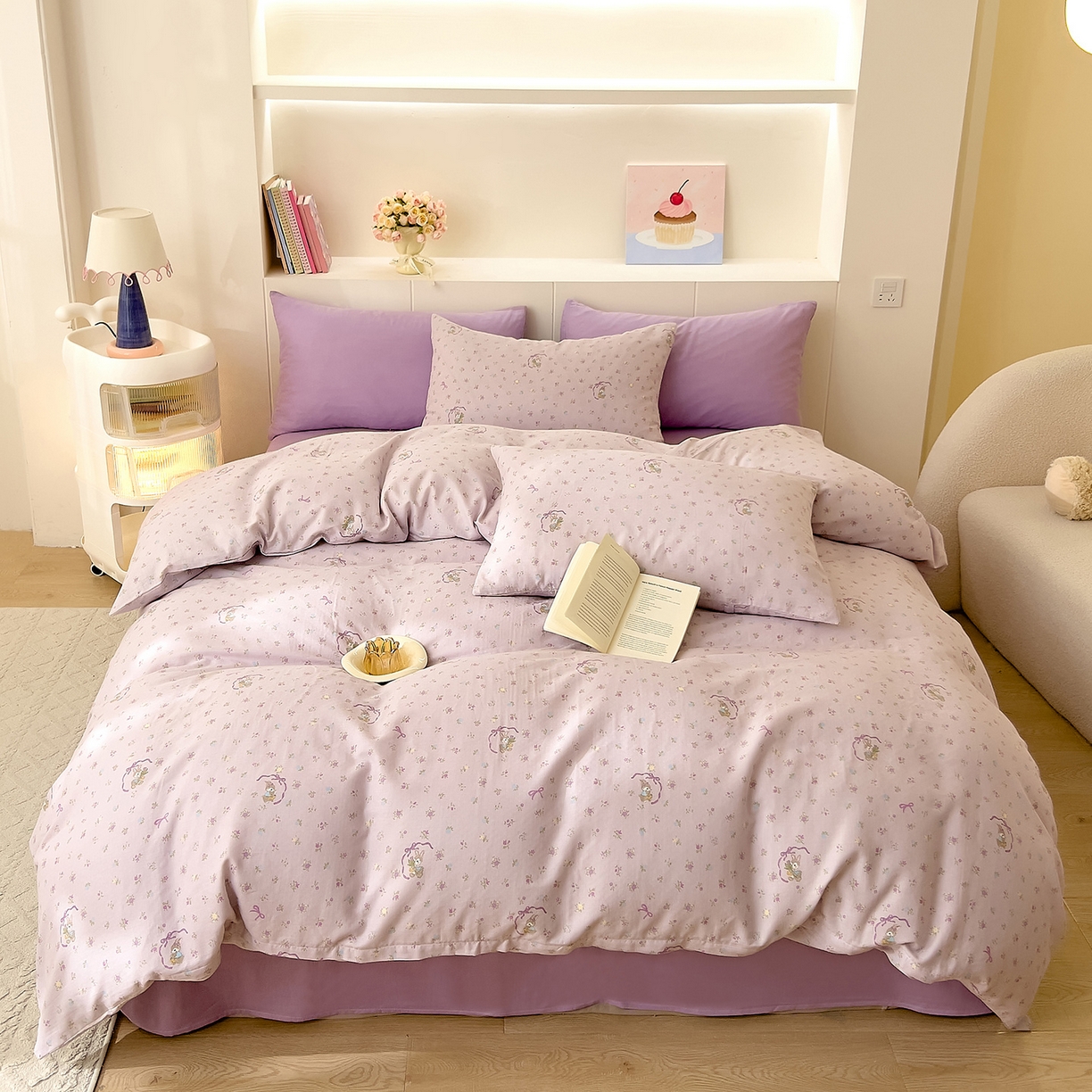 91家纺网 家纺一手货源 找家纺 DoDo 兜兜 2026新款全棉纯棉小温暖双层纱四件套【可定做尺寸】蝴蝶兔兔