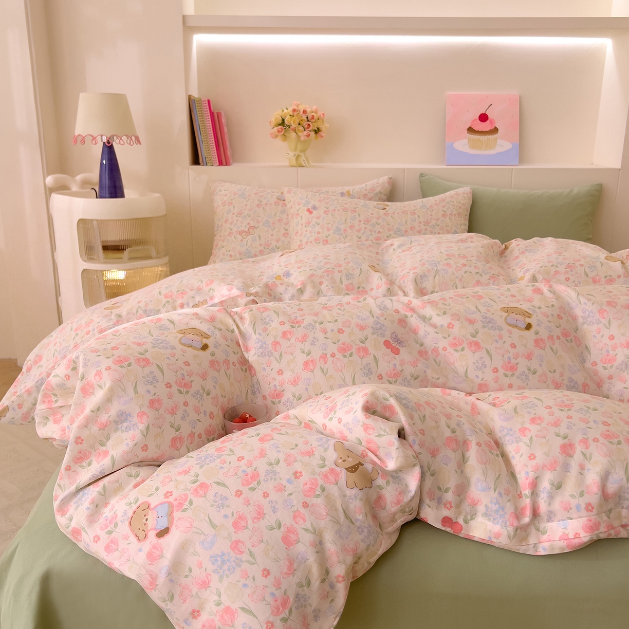 91家纺网 家纺一手货源 找家纺 DoDo 兜兜 2026新款全棉纯棉小温暖双层纱四件套【可定做尺寸】花园小狗