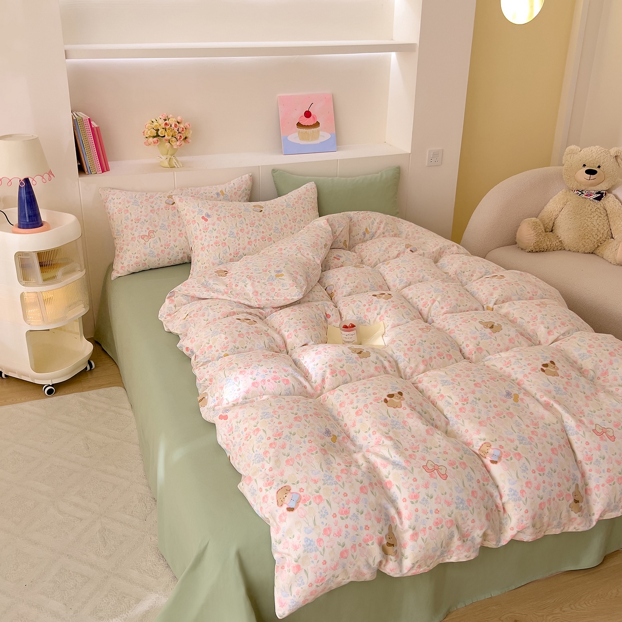 91家纺网 家纺一手货源 找家纺 DoDo 兜兜 2026新款全棉纯棉小温暖双层纱四件套【可定做尺寸】花园小狗