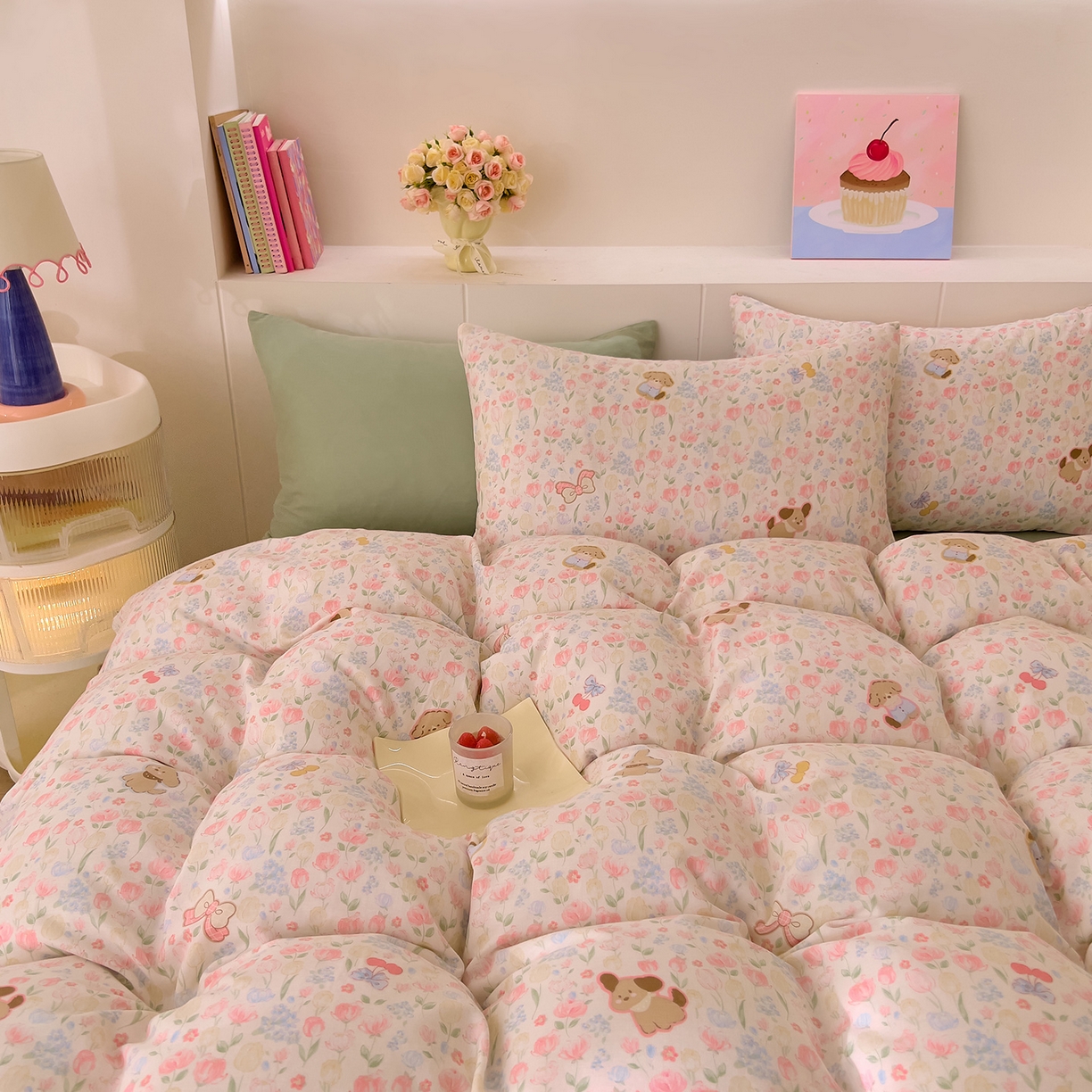 91家纺网 家纺一手货源 找家纺 DoDo 兜兜 2026新款全棉纯棉小温暖双层纱四件套【可定做尺寸】花园小狗