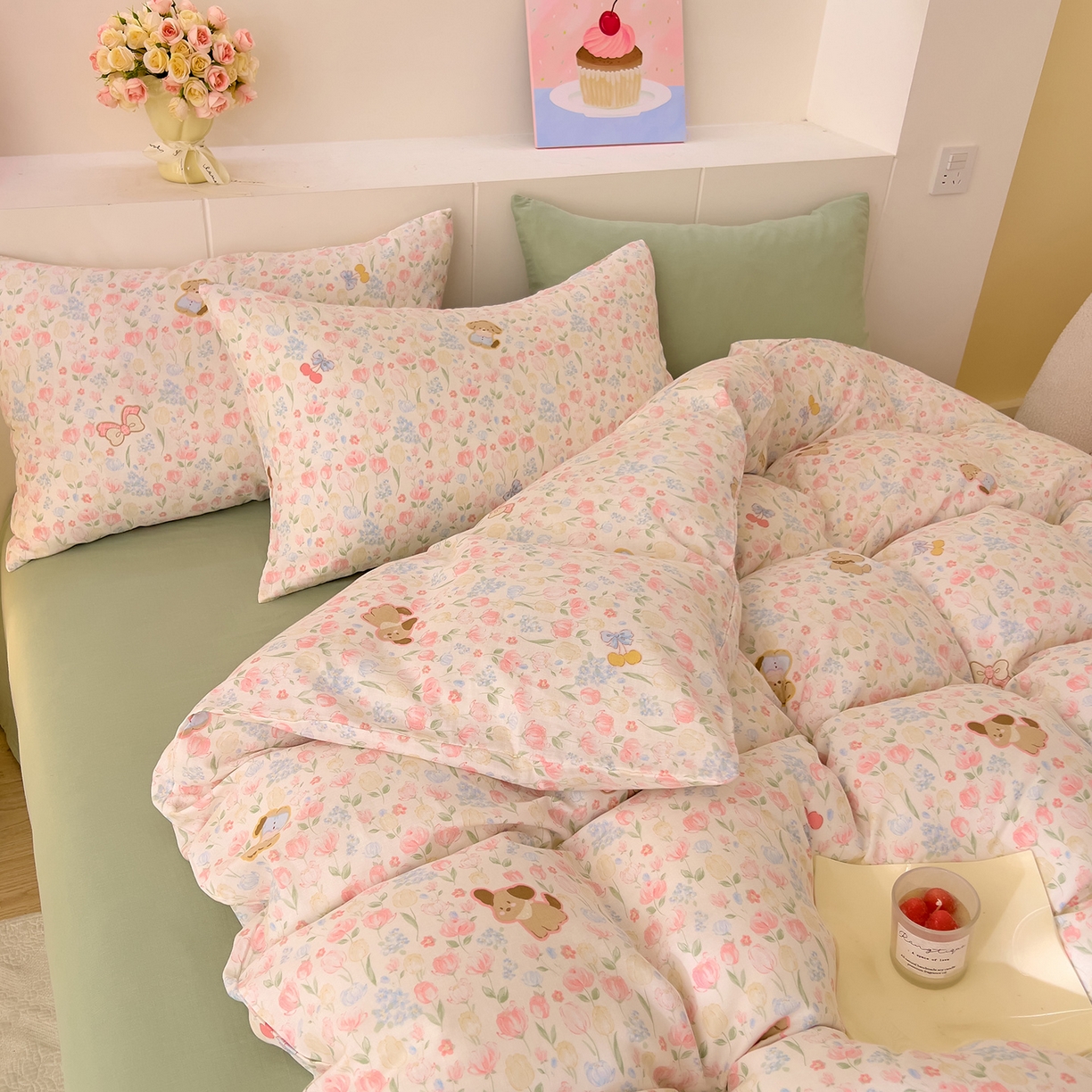 91家纺网 家纺一手货源 找家纺 DoDo 兜兜 2026新款全棉纯棉小温暖双层纱四件套【可定做尺寸】花园小狗