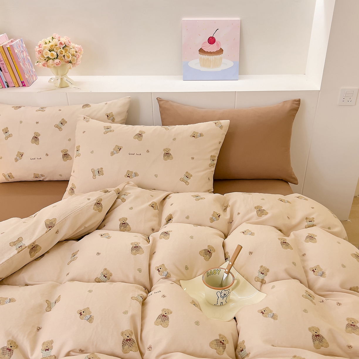 91家纺网 家纺一手货源 找家纺 DoDo 兜兜 2026新款全棉纯棉小温暖双层纱四件套【可定做尺寸】可可熊