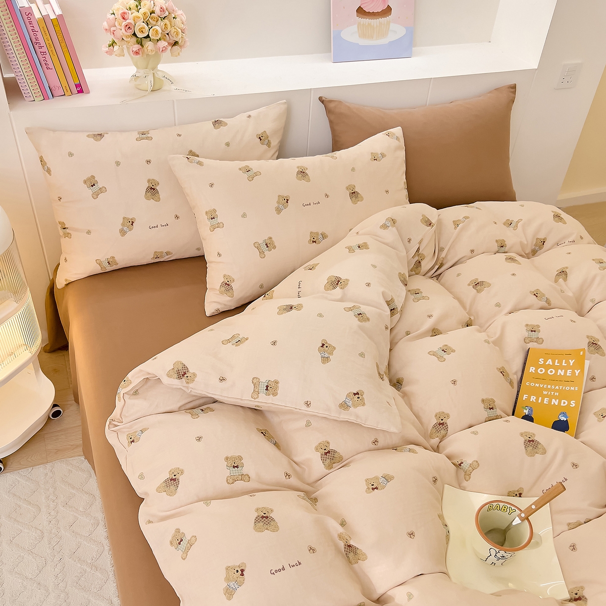 91家纺网 家纺一手货源 找家纺 DoDo 兜兜 2026新款全棉纯棉小温暖双层纱四件套【可定做尺寸】可可熊