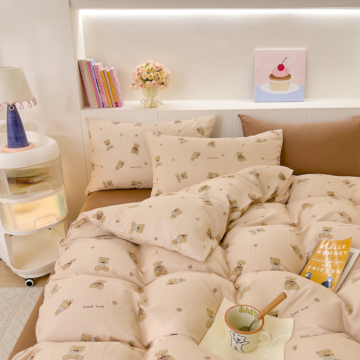 91家纺网 家纺一手货源 找家纺 DoDo 兜兜 2026新款全棉纯棉小温暖双层纱四件套【可定做尺寸】可可熊