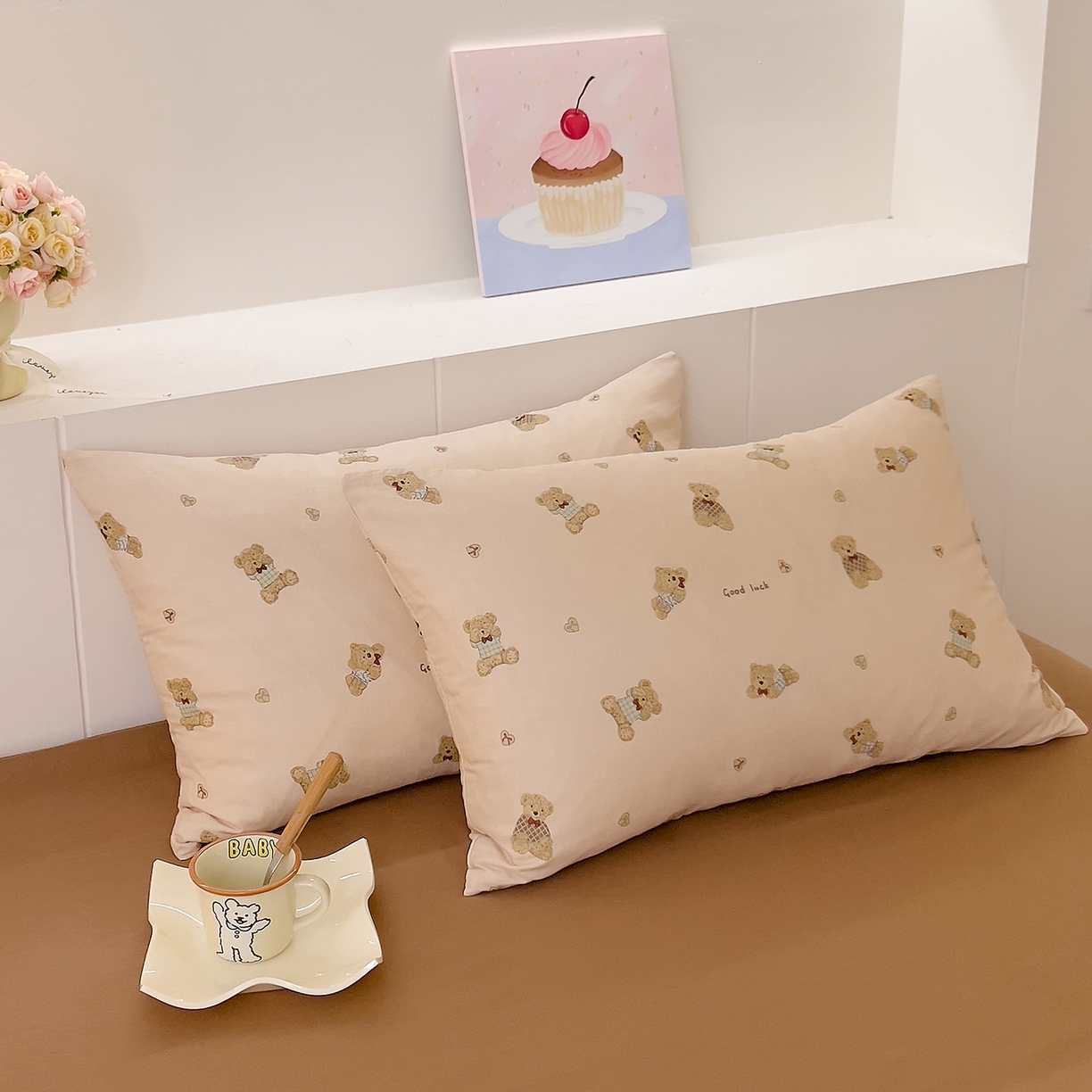 91家纺网 家纺一手货源 找家纺 DoDo 兜兜 2026新款全棉纯棉小温暖双层纱四件套【可定做尺寸】可可熊