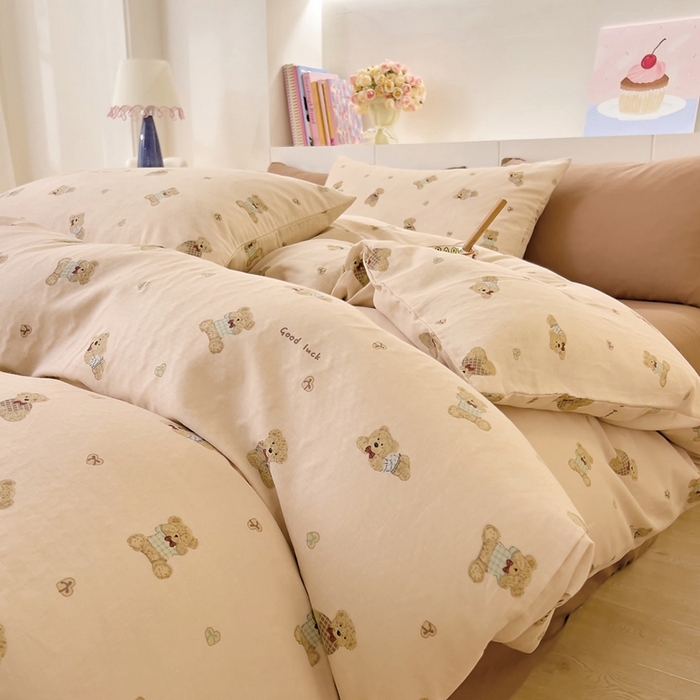 DoDo 兜兜 2026新款全棉纯棉小温暖双层纱四件套【可定做尺寸】可可熊