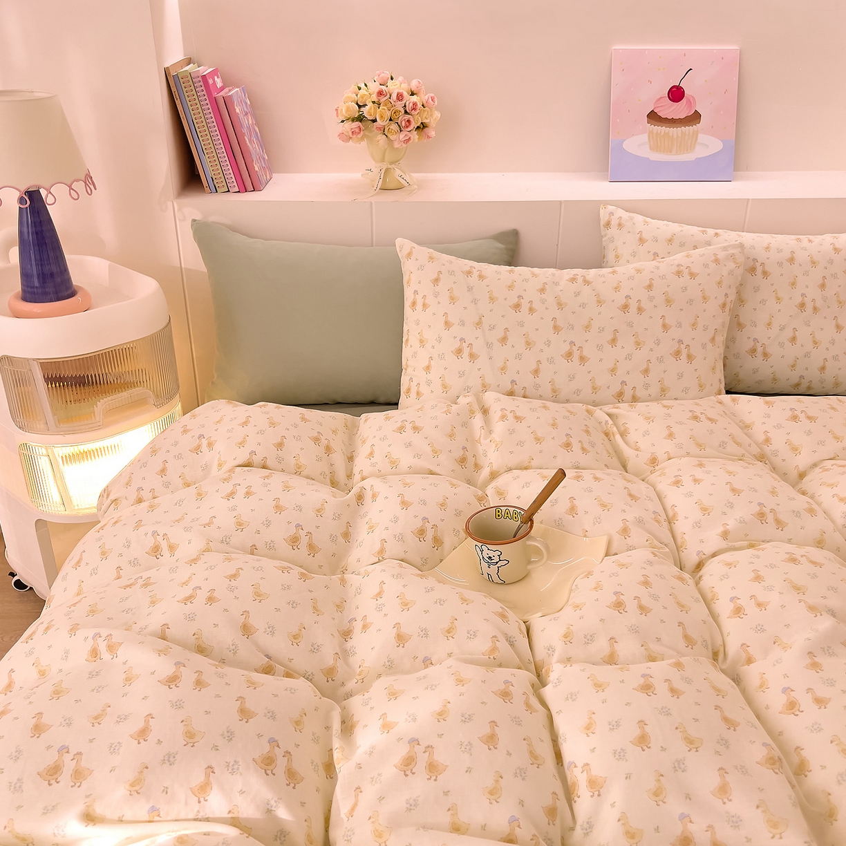 91家纺网 家纺一手货源 找家纺 DoDo 兜兜 2026新款全棉纯棉小温暖双层纱四件套【可定做尺寸】快乐鸭