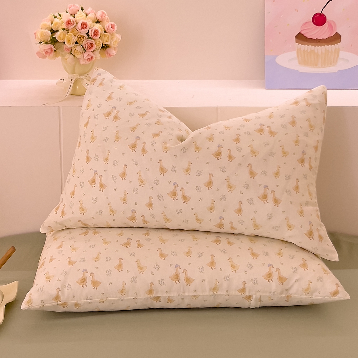 91家纺网 家纺一手货源 找家纺 DoDo 兜兜 2026新款全棉纯棉小温暖双层纱四件套【可定做尺寸】快乐鸭