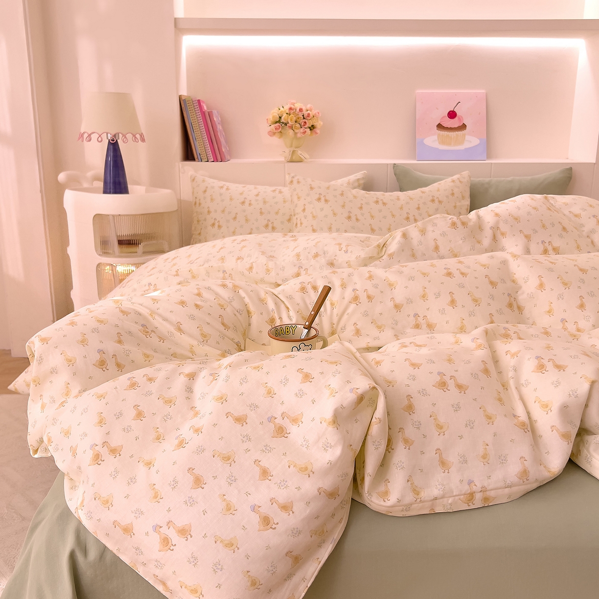 91家纺网 家纺一手货源 找家纺 DoDo 兜兜 2026新款全棉纯棉小温暖双层纱四件套【可定做尺寸】快乐鸭