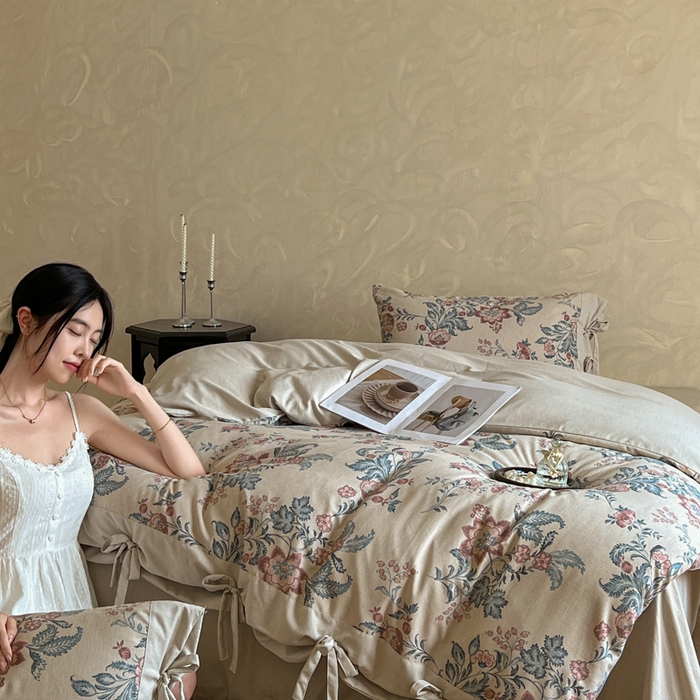 91家纺网 家纺一手货源 找家纺 （总）漫仙阁家纺 2026新款蝴蝶结汉麻四件套