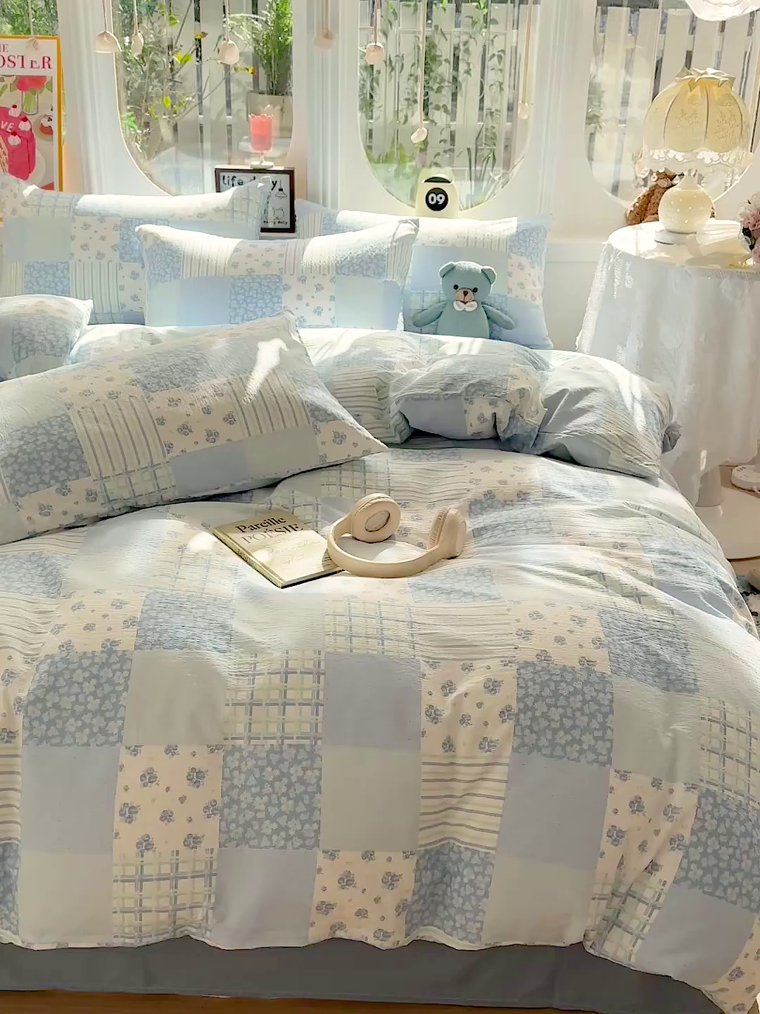 91家纺网 家纺一手货源 找家纺 朵朵家纺 2026新款云感木棉皱皱纱双层纱印花四件套 兰溪