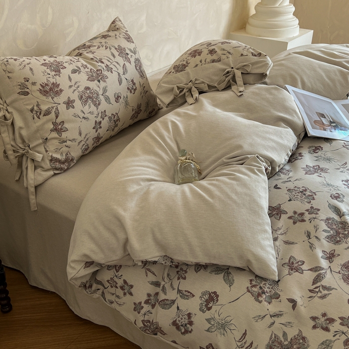 91家纺网 家纺一手货源 找家纺 漫仙阁家纺 2026新款蝴蝶结汉麻四件套 花涧雨