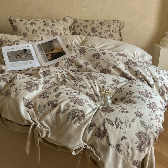 91家纺网 家纺一手货源 找家纺 漫仙阁家纺 2026新款蝴蝶结汉麻四件套 花涧雨