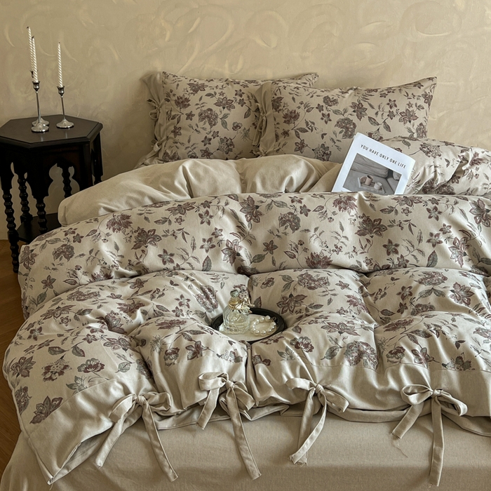 91家纺网 家纺一手货源 找家纺 漫仙阁家纺 2026新款蝴蝶结汉麻四件套 花涧雨