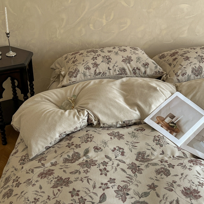 91家纺网 家纺一手货源 找家纺 漫仙阁家纺 2026新款蝴蝶结汉麻四件套 花涧雨