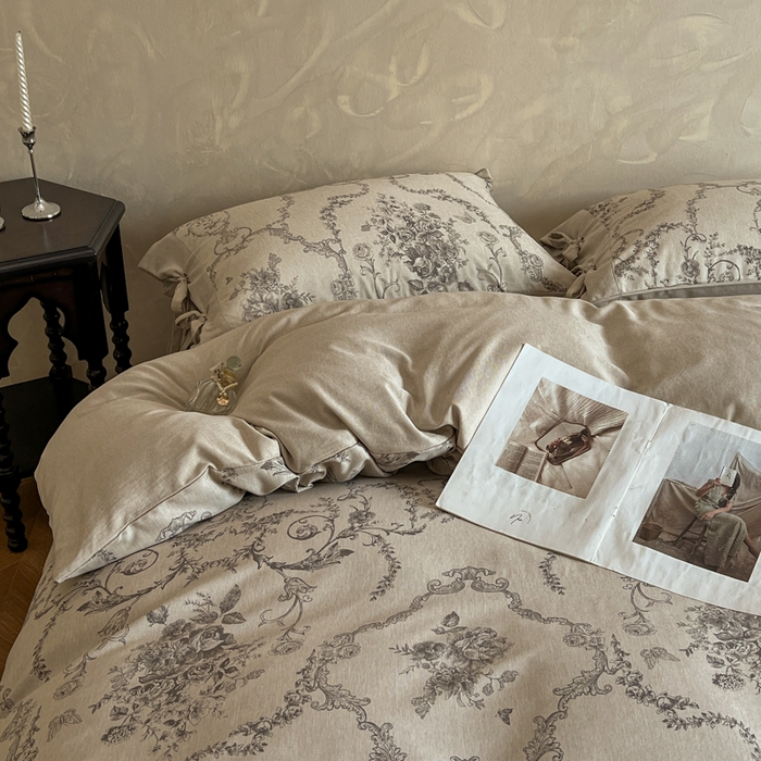 91家纺网 家纺一手货源 找家纺 漫仙阁家纺 2026新款蝴蝶结汉麻四件套 花缕