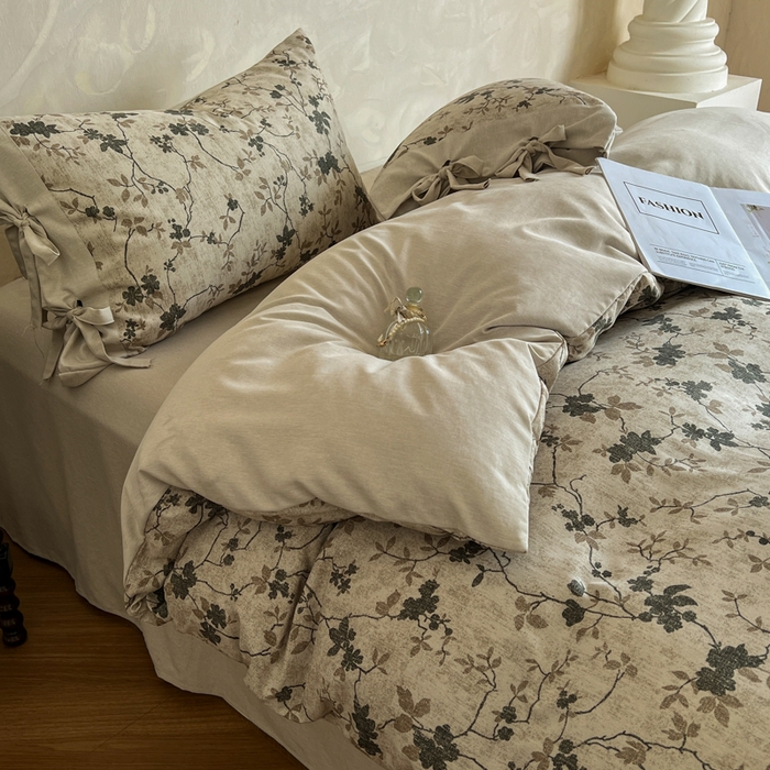 91家纺网 家纺一手货源 找家纺 漫仙阁家纺 2026新款蝴蝶结汉麻四件套 蔓枝